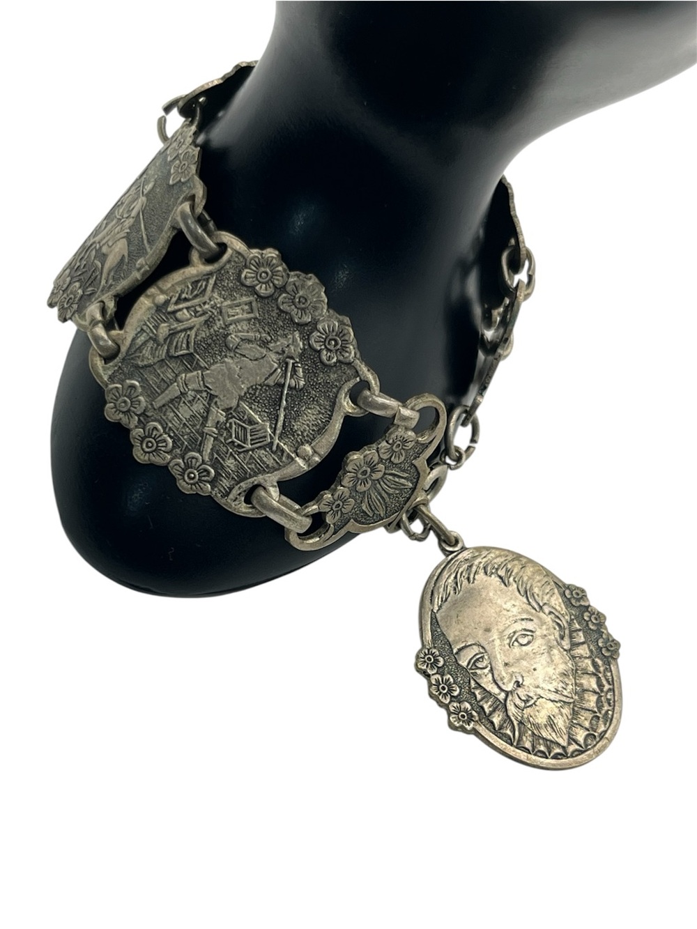 Don Quixote Spain Story Telling Bracelet Spanish vintage silver tone